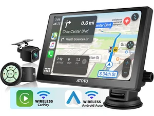 ATOTO P8 Portable 7 Zoll Autoradio Wireless Carplay Fernbedienung Rückfahrkamera - Bild 1 von 7