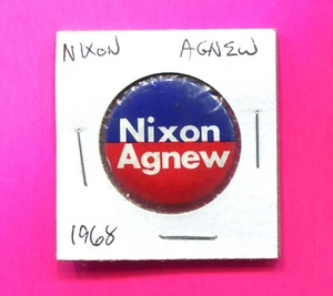 Nixon Agnew 1968 botón Jugate rojo blanco azul cinta botón de 1 1/4" botón - Imagen 1 de 1