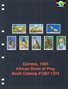 2/3 off $16.85 Scott Value - 1993 GAMBIA Birds of Prey African MNH NH UMM - Picture 1 of 4