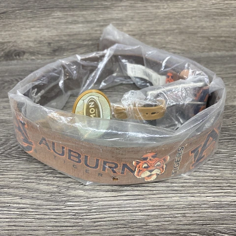 Kids Auburn University 28 inch Genuine Leather Brown Belt AU Insignia Cover