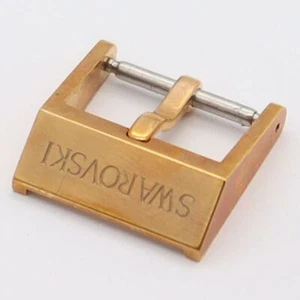Swarovski Genuine Buckle Men's Wrist Watch Strap Band Parts Gold Color 16mm - Picture 1 of 3
