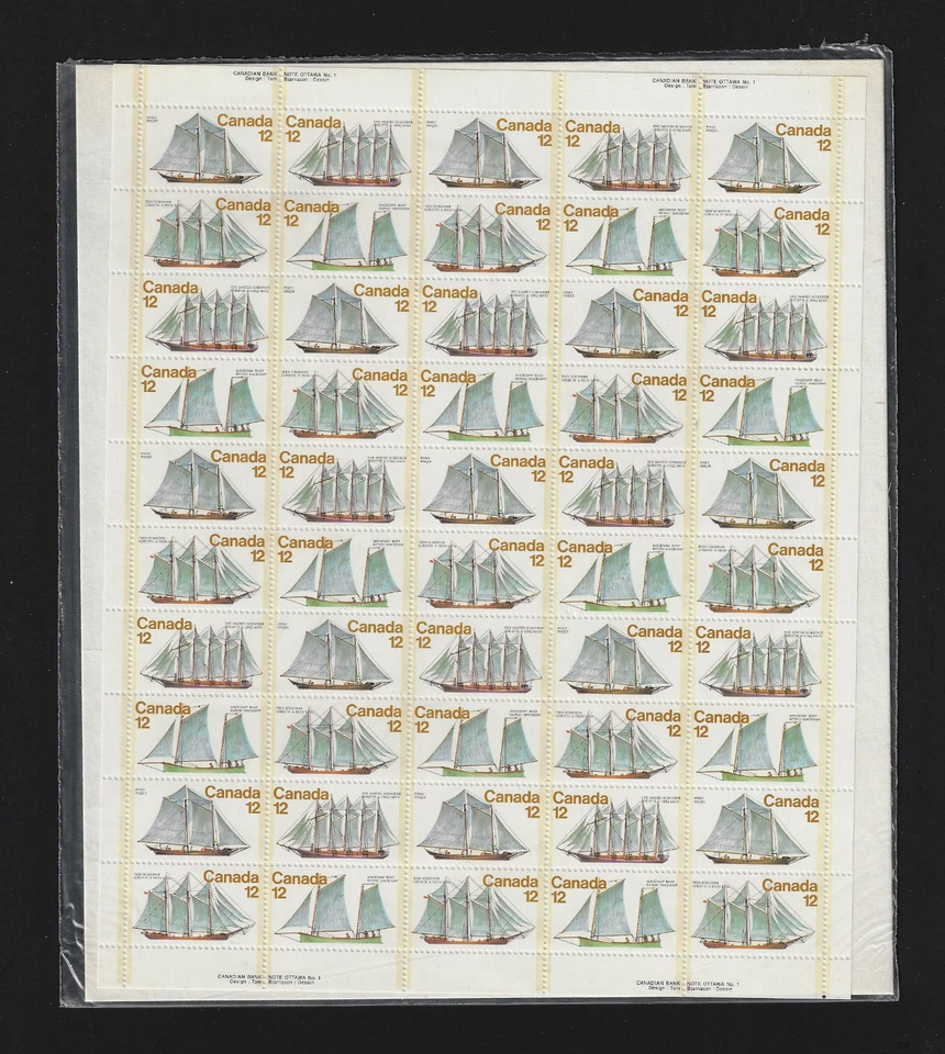 Canada Stamps SEALED — Full Pane of 50  — 1977, Sailing Vessels #744-747 MNH - Image 1 of 2