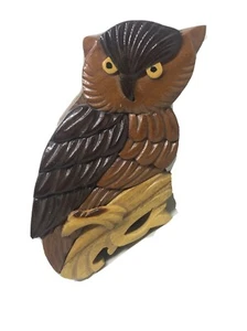 Wooden Owl Puzzle Trinket Jewelry Keepsake. - Picture 1 of 8