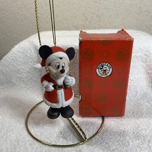 Disney 1995 Vintage Enesco Mickey Mouse Santa Gifts Hanging Ornament Mint In Box - Picture 1 of 20