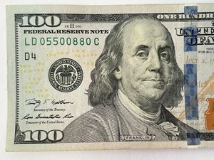 2009 A Cleveland $100 Trinary Radar Bill S/N LD 05500880 C Uncirculated Note. - Picture 1 of 4