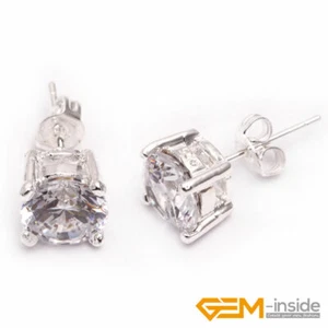 Natürliche klare Quarz Edelstein Charms Diamant Ohrringe Ohrstecker Schmuck Weihnachtsgeschenk - Bild 1 von 9