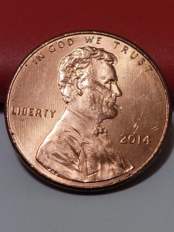 2014 penny struck through OBV die crack Reverse? Looks like Abe is smoking cigar Cover
