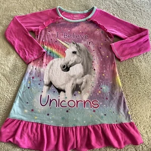Vestido de noche de lana manga larga rosa azul unicornio arco iris arco iris para niñas 6 - Imagen 1 de 7
