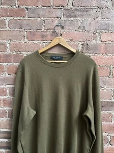 Rag & Bone Men’s Sweater, Sz XL, Army Olive Cotton/Cashmere - Picture 1 of 7