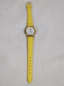 Vintage Guess Wrist Watch Women Gold Tone Yellow Leather Band 1990 UNTESTED - Picture 1 of 10