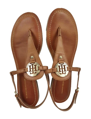 Sandalias de tanga Tommy Hilfiger para mujer talla 8,5 marrón imitación cuero Foto 1 de 4