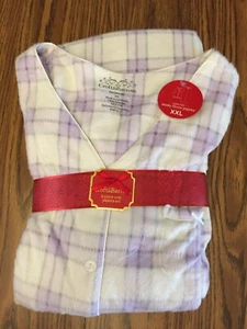 Fleece Pajamas size XXL , Croft and Barrow, purple and white check - Picture 1 of 3