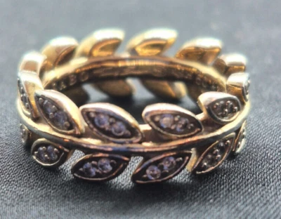Stunning Thomas Sabo sterling silver & gold plated leaf ring size J boxed - Image 1 of 4