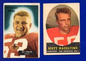 2 49ERS LOT 1958 TOPPS #100 MATT HAZELTINE ROOKIE 1955 BOWMAN #46 B JOHNSON VG - Picture 1 of 2
