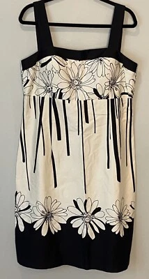 R&K Originals Dress 16 Ivory & Black Floral Pattern Adjustable Straps Sun Dress - Image 1 of 4