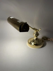 VTG Brass Piano/Banker Table Lamp adjustable w/ Test Bulb Desk Lamp  WORKS - Picture 1 of 12