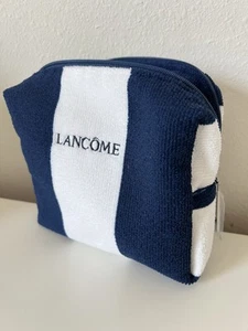 New Lancome soft-sided Cosmetic / Makeup Travel Bag; blue/white Terry Cloth - Picture 1 of 7
