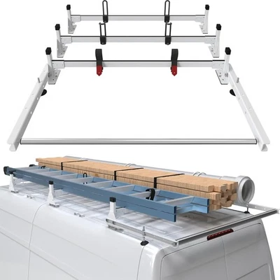 Steel Van Roof Rack Fit Nissan NV1500 NV2500 NV3500 2011-25 800 lbs 3-Bar White Foto 1 de 4