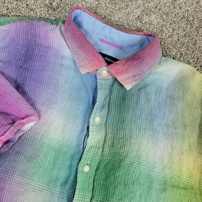 Tommy Bahama Mens XL Multicolor Plaid Hawaiian Short Sleeve 100% Linen - Image 1 of 4