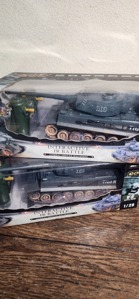Lot Of 2 RC Tiger Tank 1:28 Diecast RC Tiger Tank Interactive Battle Zegan Toys - Image 1 of 4