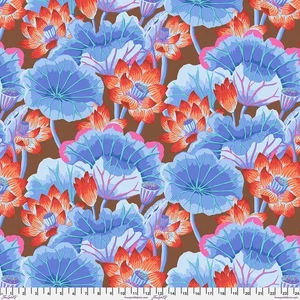 KAFFE FASSETT LAKE BLOSSOMS GP93 BROWN COTTON FLORAL FABRIC 1/2 YARD - Picture 1 of 2