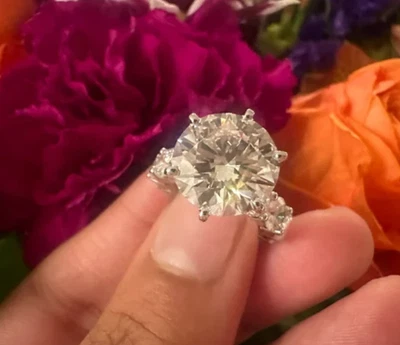 3.60 Ct E/VS1 Round-Cut Lab Grown Diamond Solitaire Wedding Ring 14k White Gold - Image 1 of 4