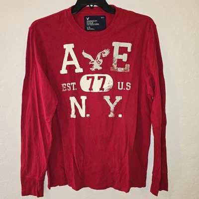 American Eagle Outfitters Graphic Long sleeve 77 RED AE NY T-shirt Large - Image 1 of 4