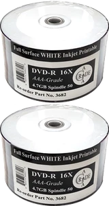 Ritek-oem DVD-R 16X 4.7GB White Full Face Inkjet Printable Blank Disc WHOLESALE - Picture 1 of 8