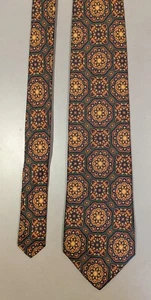 Vtg Lands' End Silk Necktie Colorful Geometric Kaleidescope Pattern 62" Long - Picture 1 of 6