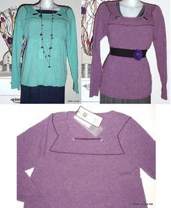 Noa Noa Pullover Jumper Basic Around Knit Teal Melange Wool Blue Green - Picture 1 of 2