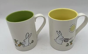 Tazza da caffè coniglietto 2 TAG x grande 20 oz primavera coniglio carote Pasqua verde/giallo - Foto 1 di 9