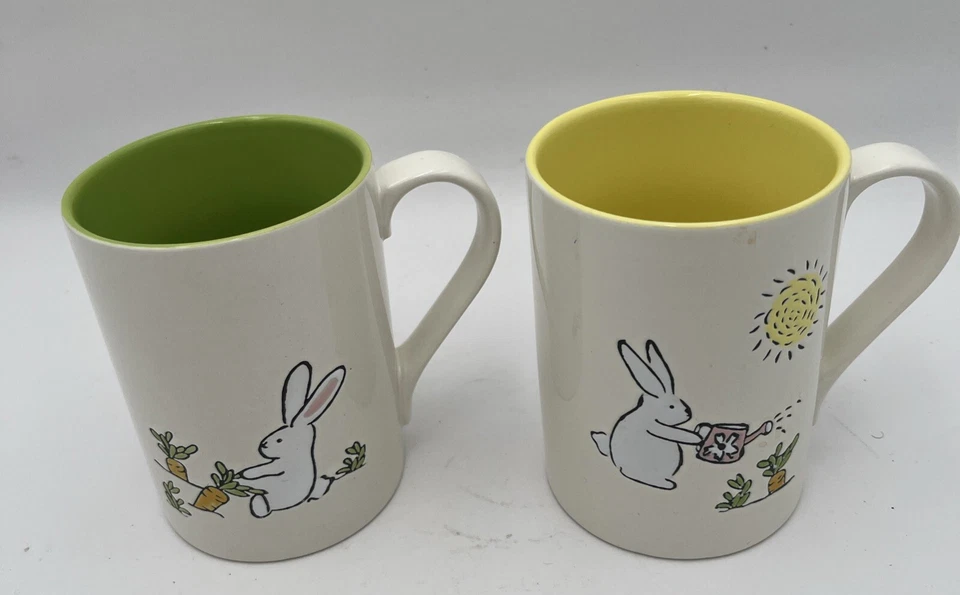 Taza de café 2 etiquetas Bunny X grande 20 oz primavera conejo zanahorias verde Pascua/amarillo Foto 1 de 4