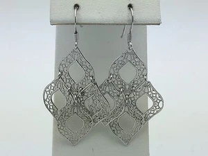 925 Sterling Silver Solid Filigree Chandelier Drop Dangle Earrings 2" 4.8 grams - Picture 1 of 9