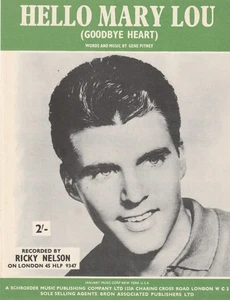 Original U.K. Sheet Music - Ricky Nelson - Hello Mary Lou -1961 - MINT condition - Picture 1 of 3