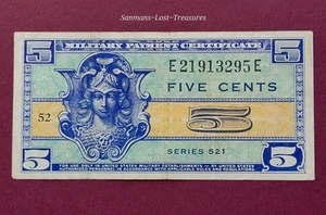 ๐จ 1954- Series 521 Military Payment Certificate #52 Five Cents E21913295E - Picture 1 of 5