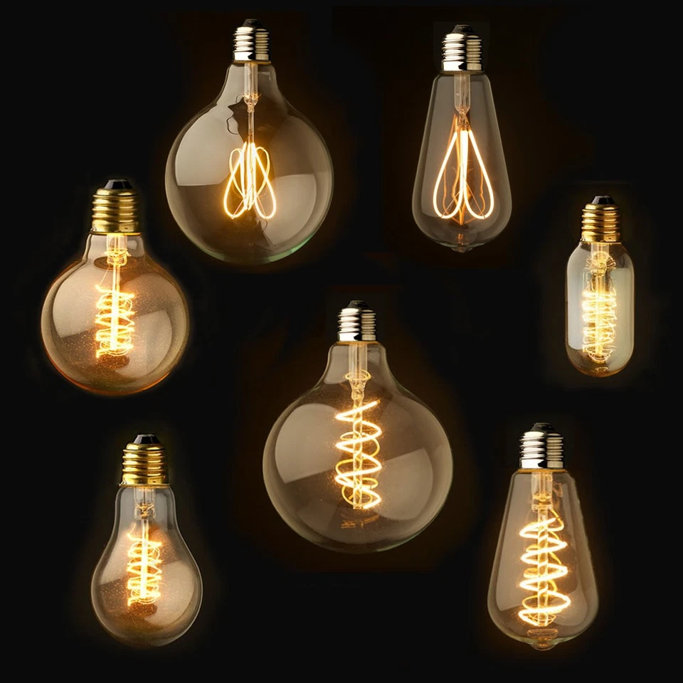 E27 B22 Retro Vintage Edison Flexible LED Bulbs Spiral Filament Light Bulb UK - Image 1 of 1