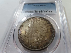 Z17 USA 1898-O Morgan Silver Dollar PCGS MS-63 Nice Toning - Picture 1 of 2