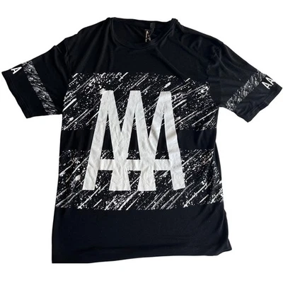 Camiseta Topman masculina preta branca AAA estampa salpicada manga curta tamanho médio - Imagem 1 de 4