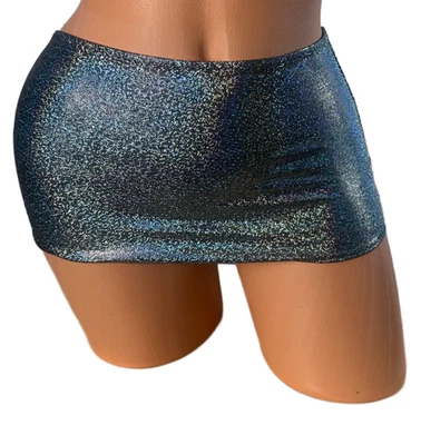 Micro mini falda ropa de baile exótica bikini encubrimiento plata brillo metálico Foto 1 de 2
