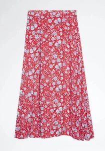 Zadig & Voltaire June Flowers Skirt Red Button Down Viscose $368, Sz 36, New! - Bild 1 von 8