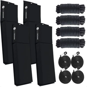 Paquete de 4 Kit de guardabarros plano negro para barco, incluye 24" x 6-7/8" x 2-1/2" - Imagen 1 de 8