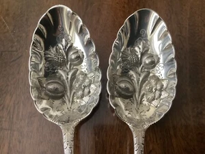 ANTIQUE SILVER PLATED BERRY SPOONS - Picture 1 of 9