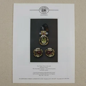 Vintage Elizabeth Gage Jewelry Print Ad 1997 Paper Magazine Clipping Goldsmith - Picture 1 of 7