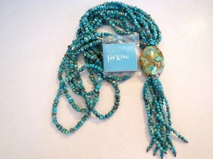 Jay King DTR Composite TURQUOISE & TURQUOISE Nugget Beaded TASSEL NECKLACE 31" L - Picture 1 of 11