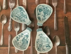 Juego de cuatro soportes para bolsas de té y cuchara NY Molle - cerámica años 60 - Imagen 1 de 10