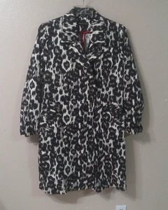 Dana Buchman Rain Trench Coat Women Size Large Belted Animal Print Pockets 5087 - Picture 1 of 10