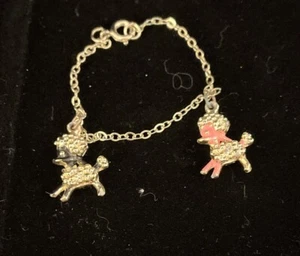 1950'S SMALL BRACELET w, two French Poodle charms - Picture 1 of 4