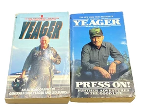 Set of two General Chuck Yeager paperback books Yeager and Press On! Very Good - Picture 1 of 22