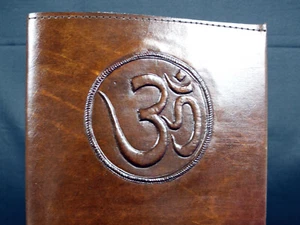 OM - A5 Handmade Refillable Leather Journal Diary Pagan Wicca Book of Shadows - Picture 1 of 11
