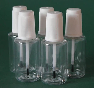 5 leere Pinselflaschen, 20ml, mit Pinsel, Mischkugel + Absteifer, z.B. für Lack - Bild 1 von 2